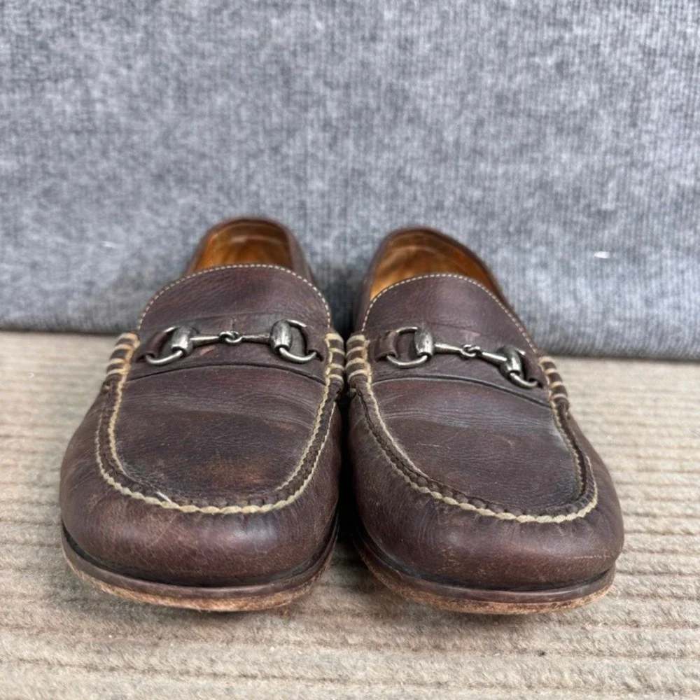 Martin Dingman Mens Brown Leather Bit Loafers Dress Shoes Size 10.5 M